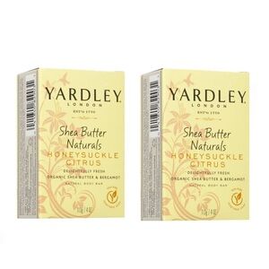 2 Pack of Yardley London Shea Butter Natural Soap, Honeysuckle Citrus
